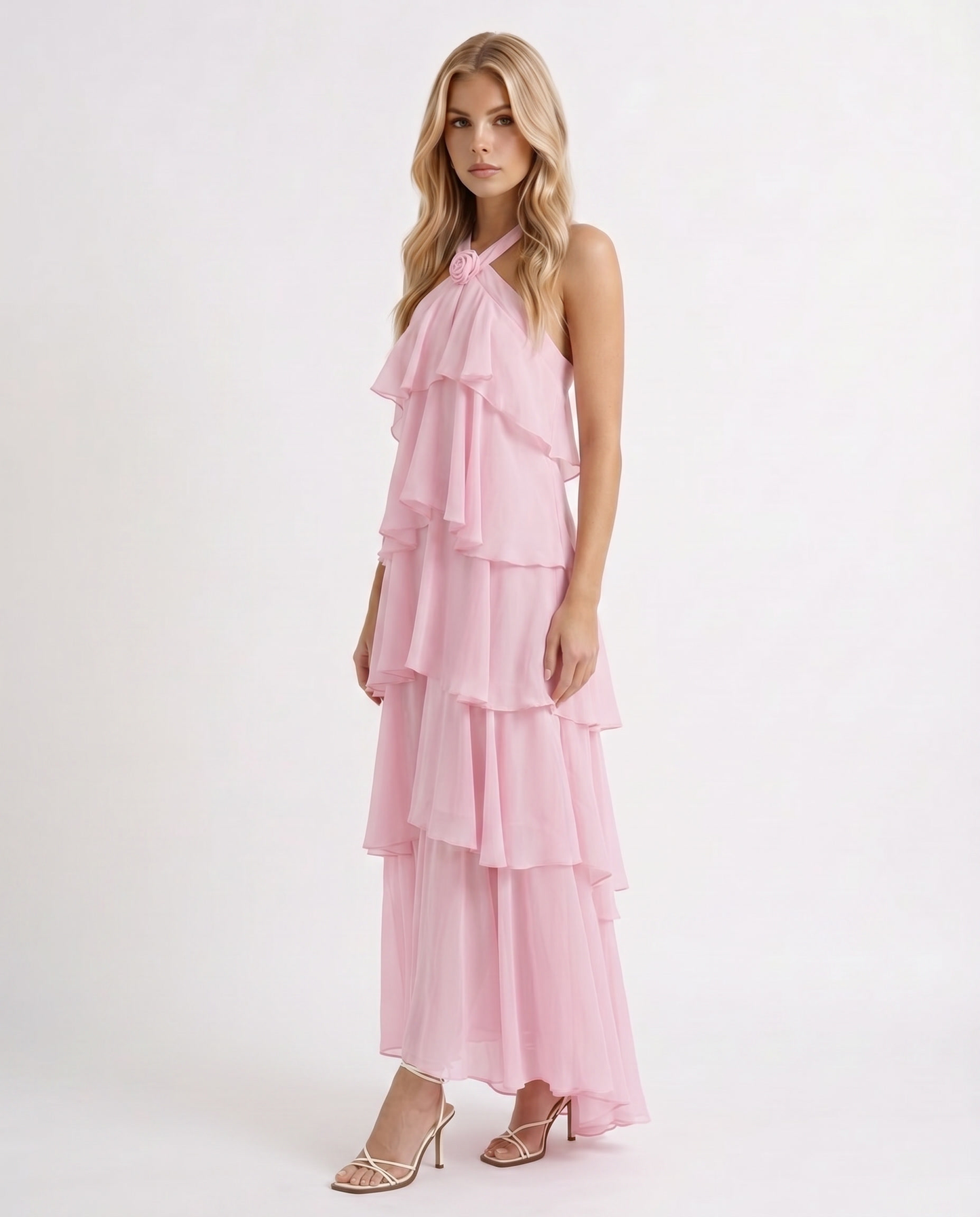 Felicia Tiered Maxi Dress - Pink