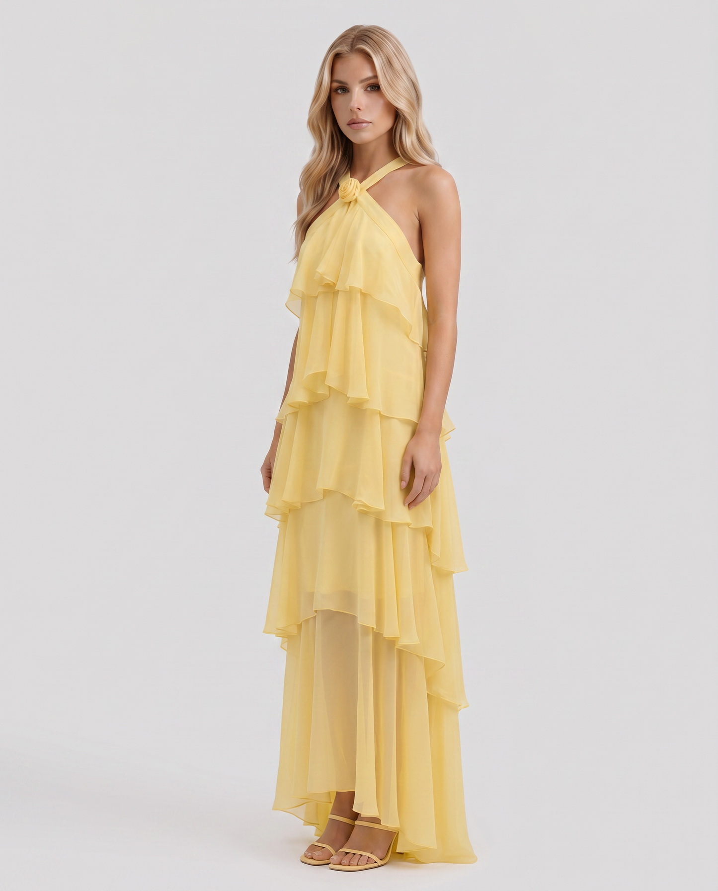Felicia Tiered Maxi Dress - Yellow