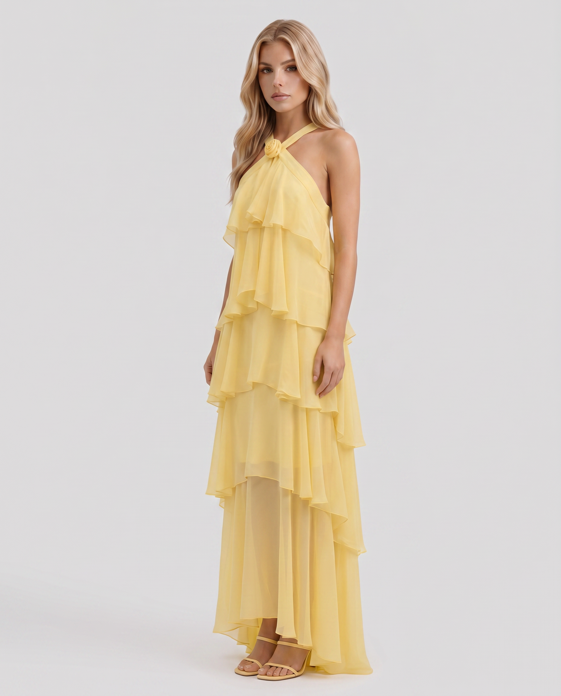 Felicia Tiered Maxi Dress - Yellow