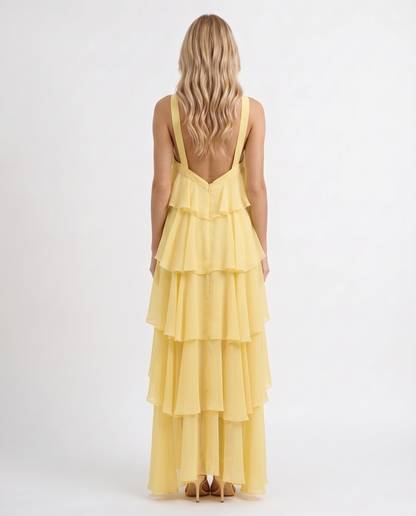 Felicia Tiered Maxi Dress - Yellow