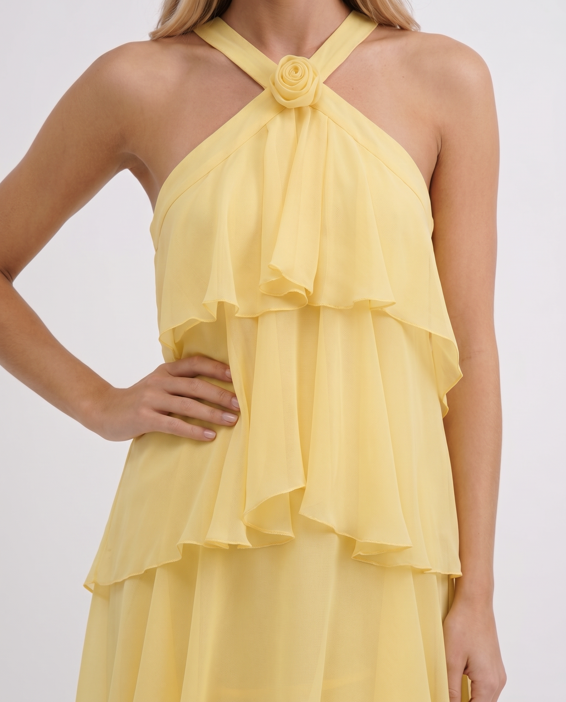 Felicia Tiered Maxi Dress - Yellow
