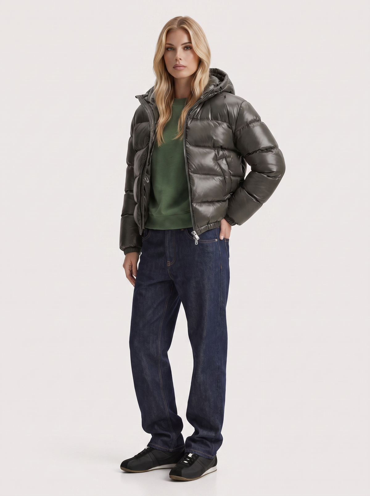 Felicity Hooded Puffer - Army Green