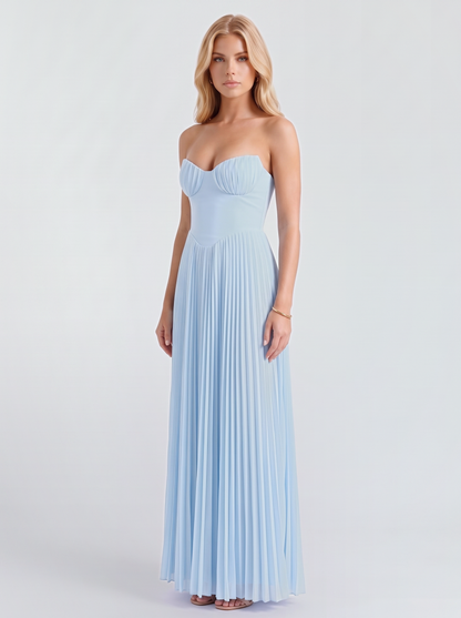 Fenella Pleated Maxi Dress - Baby Blue