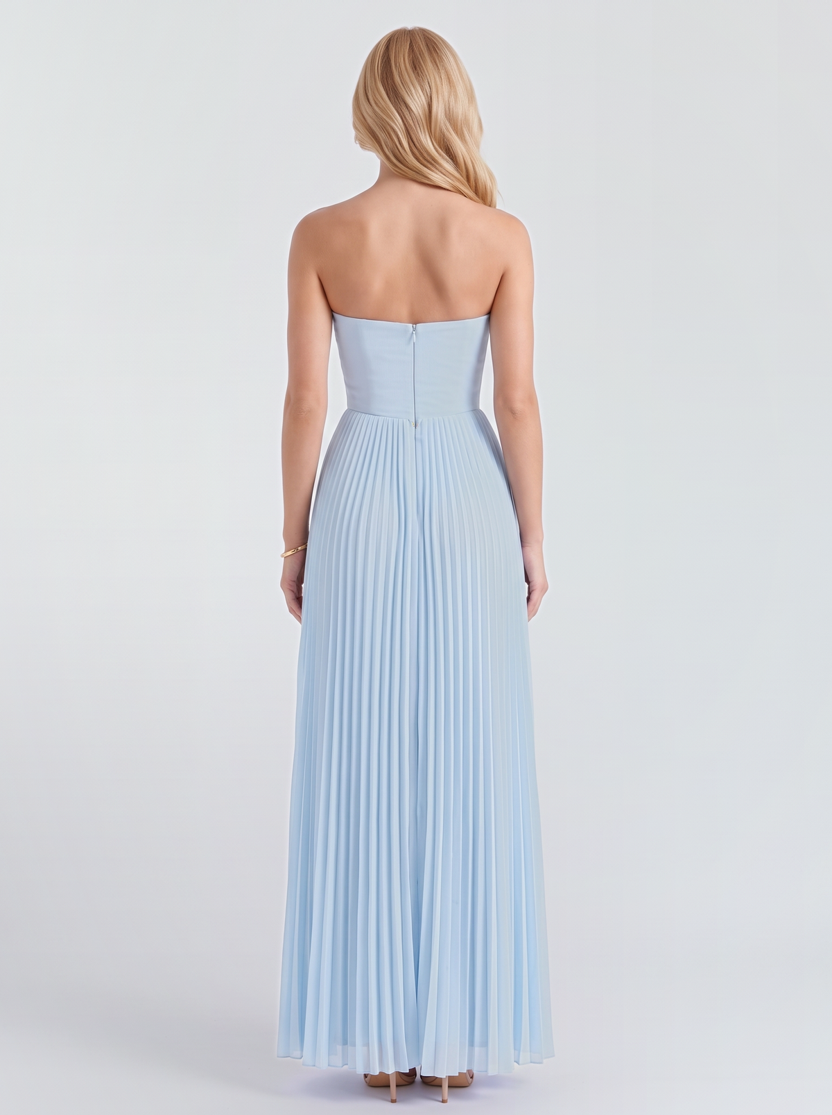 Fenella Pleated Maxi Dress - Baby Blue