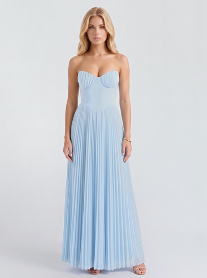 Fenella Pleated Maxi Dress - Baby Blue