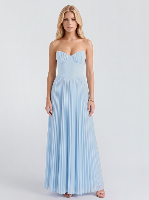 Fenella Pleated Maxi Dress - Baby Blue