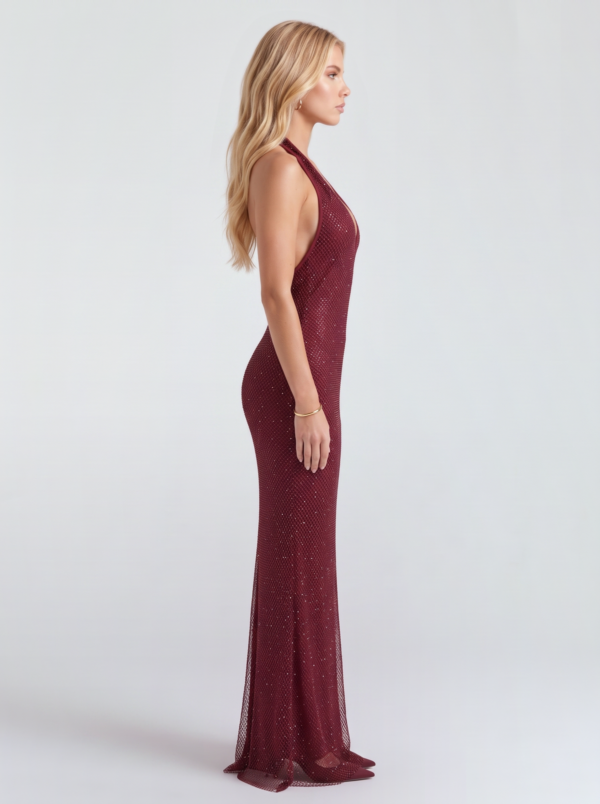 Flavia Backless Maxi Dress - Burgundy