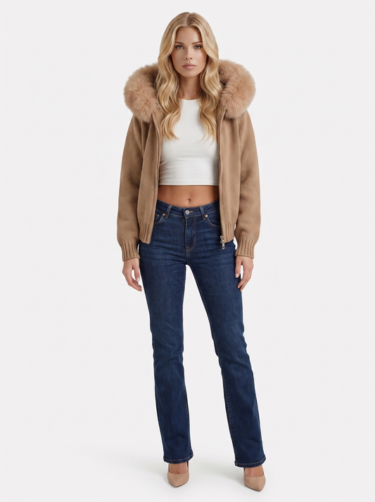 Florence Pompom Cardigan - Brown