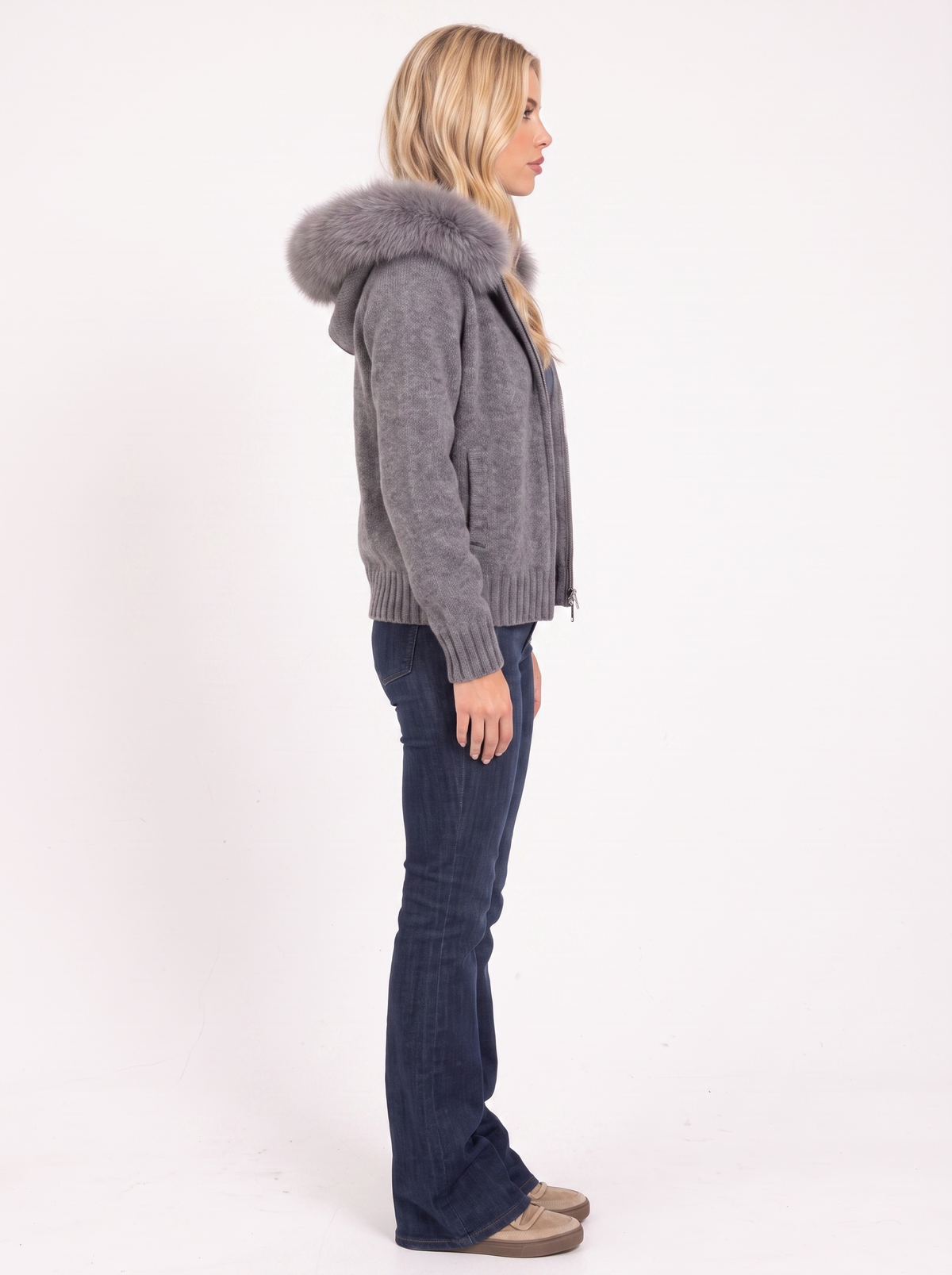 Florence Pompom Cardigan - Gray