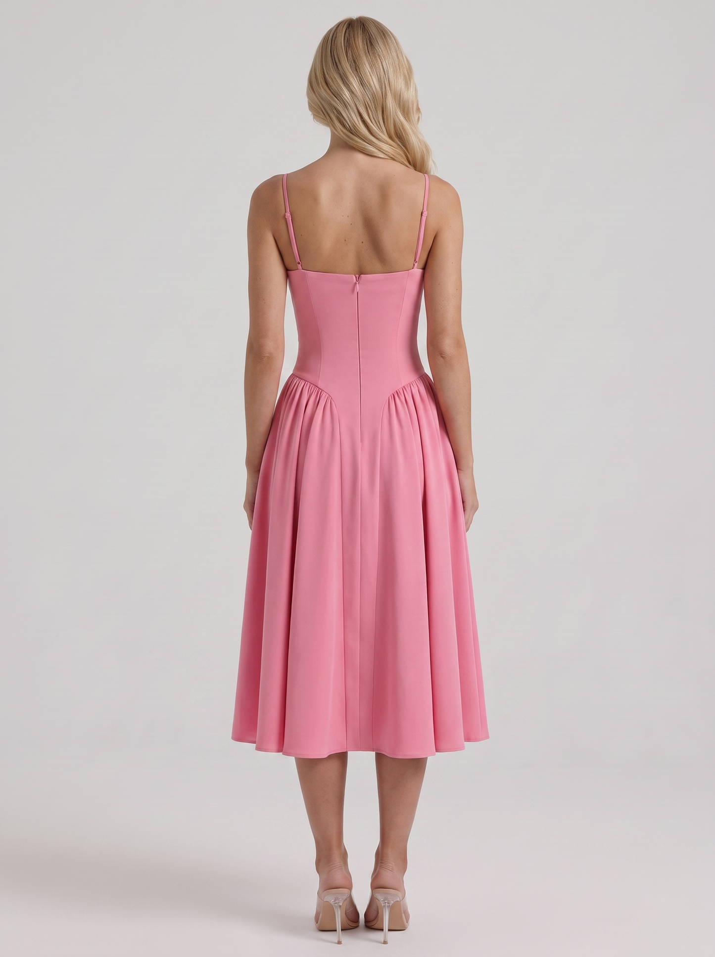 Francesca Sweetheart Ruched Midi Dress - Hot Pink