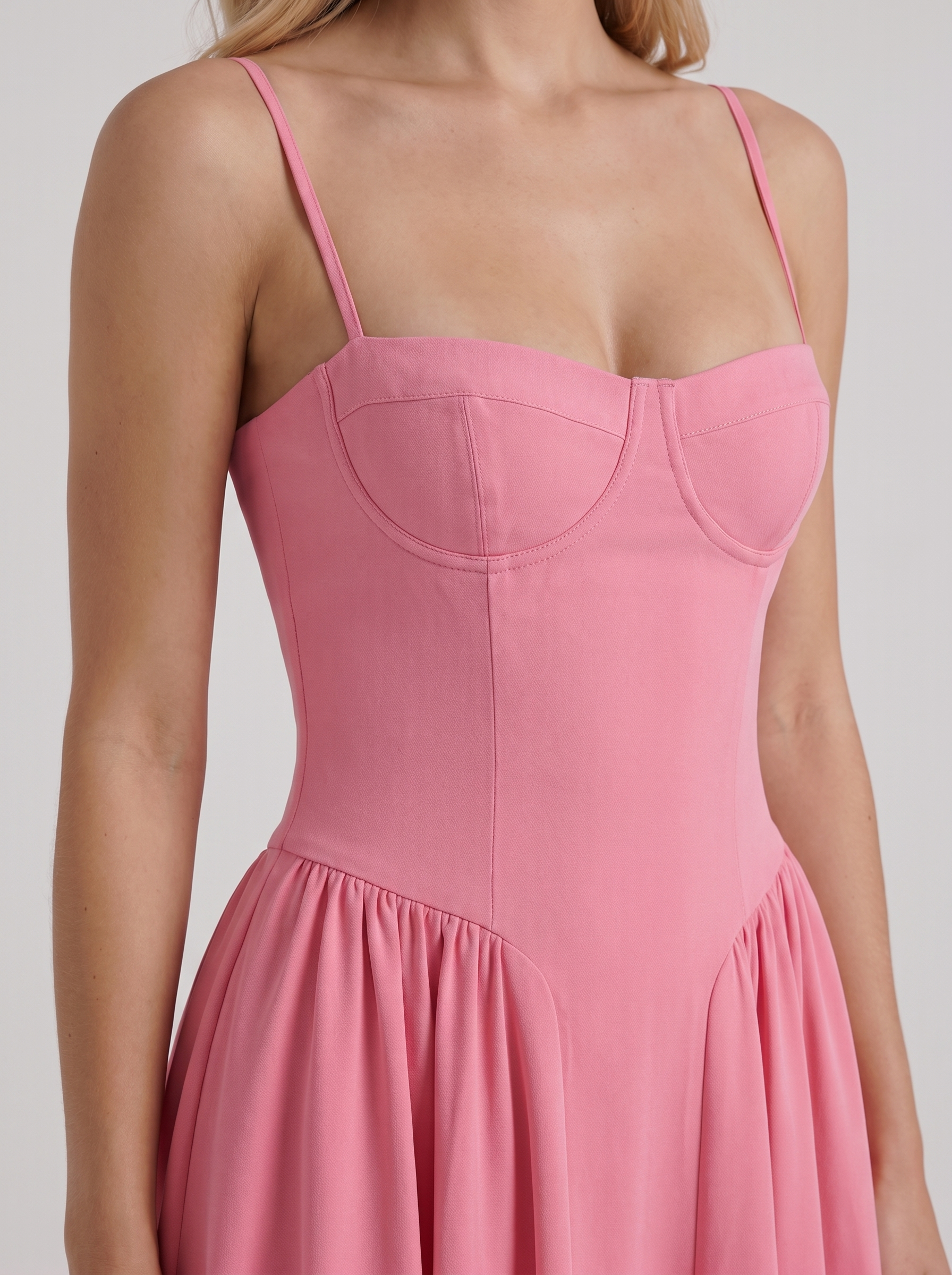 Francesca Sweetheart Ruched Midi Dress - Hot Pink