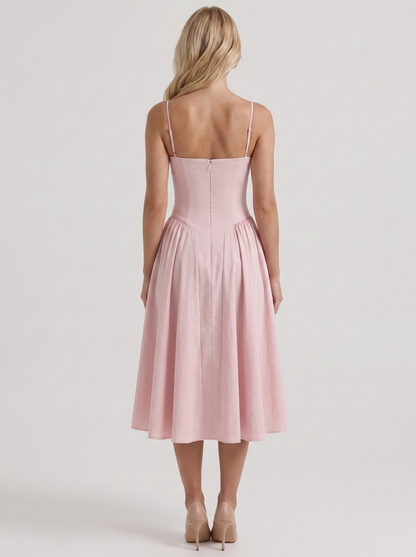 Francesca Sweetheart Ruched Midi Dress - Light Pink