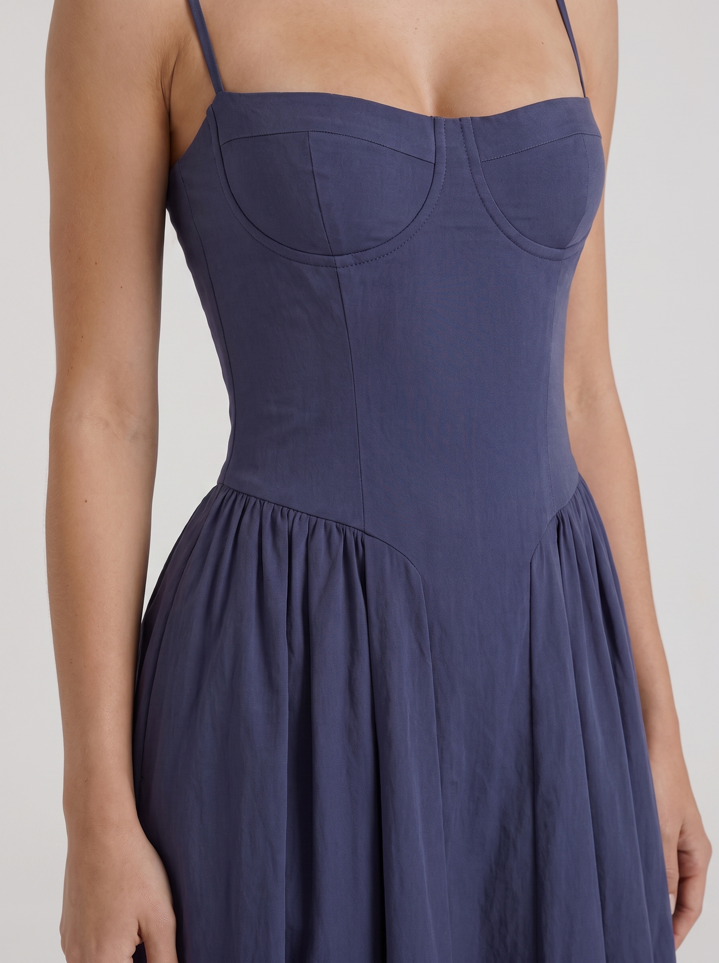 Francesca Sweetheart Ruched Midi Dress - Navy
