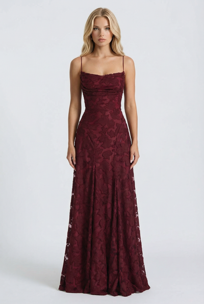 Francis Butterfly Maxi Dress Burgundy graduation
