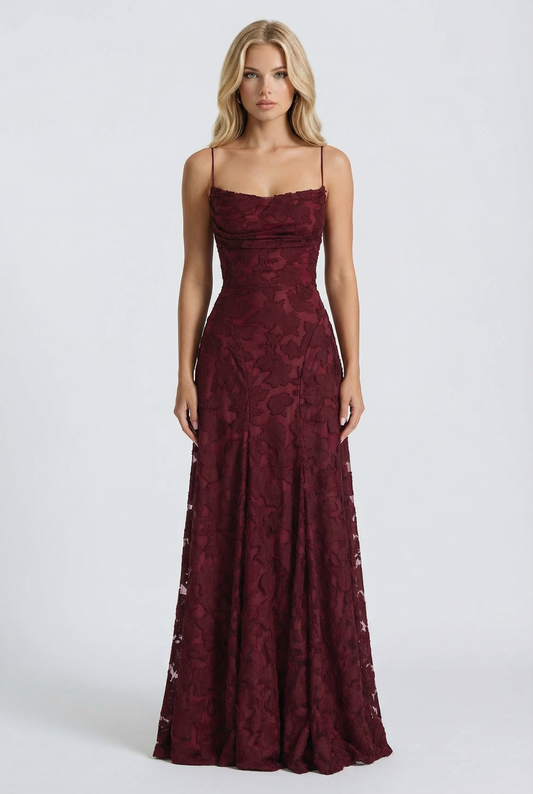 Francis Butterfly Maxi Dress - Burgundy