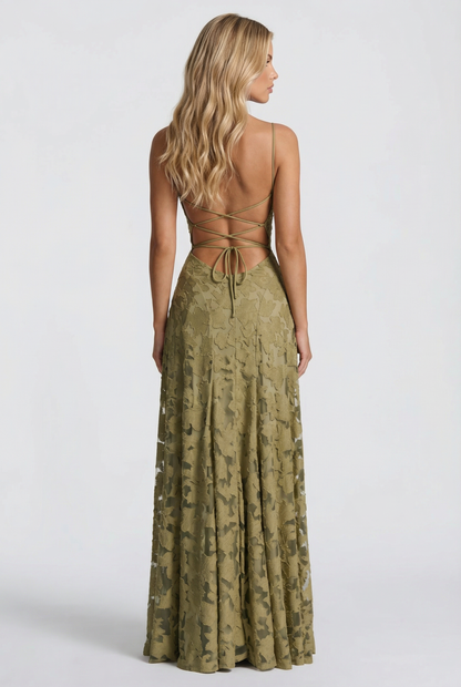 Francis Butterfly Maxi Dress - Green