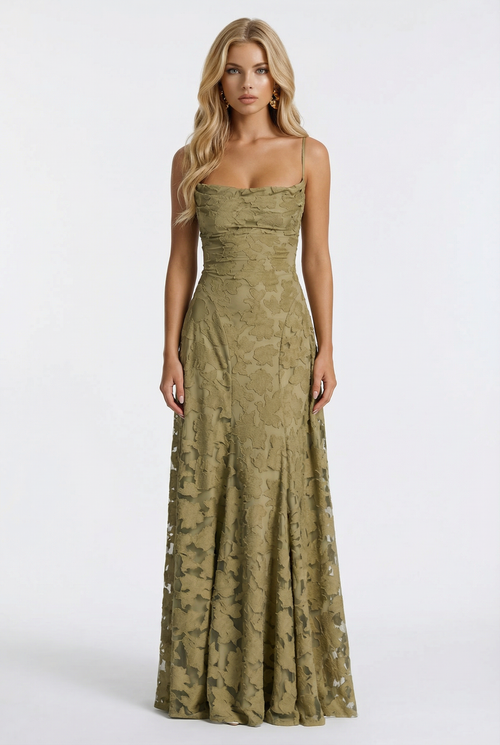 Francis Butterfly Maxi Dress - Green