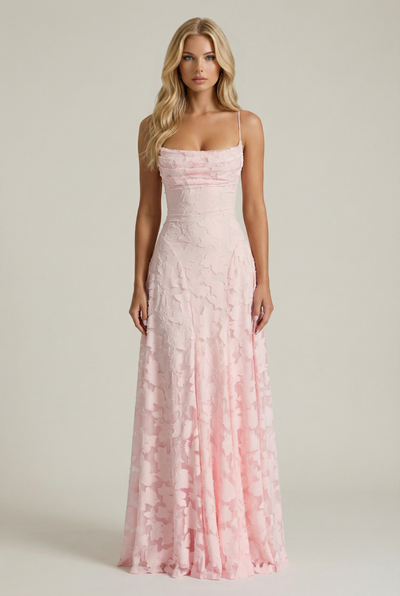 Francis Butterfly Maxi Dress Pink graduation