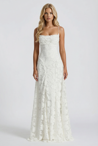 Francis Butterfly Maxi Dress White graduation