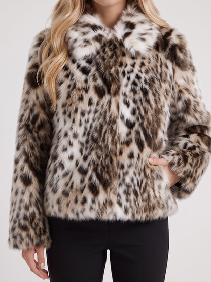Women's beige leopard jacket with leopard print and open front