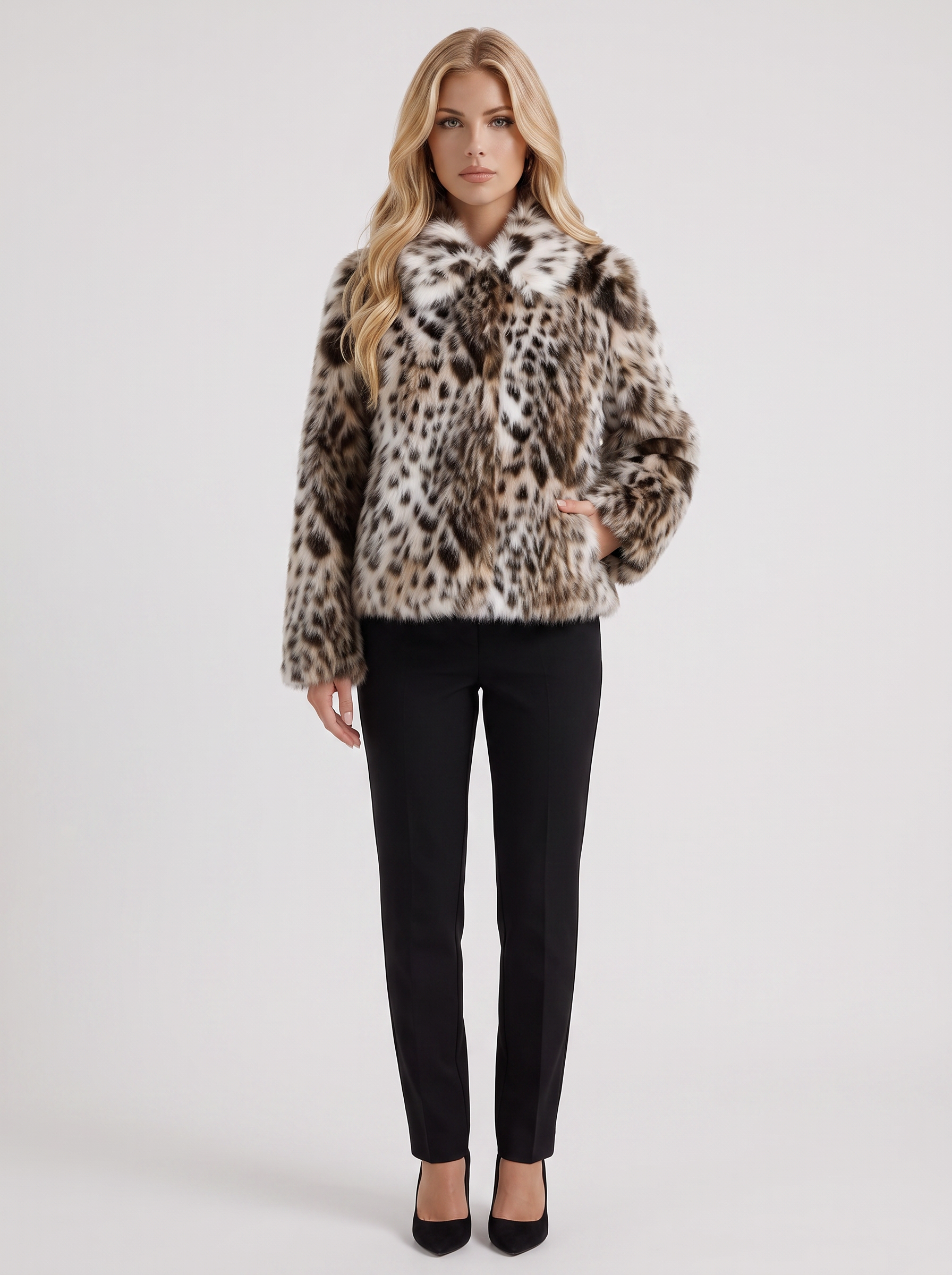 Women's beige leopard jacket with leopard print and open front