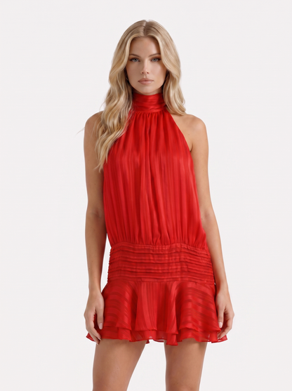 Freya Ruffle Mini Dress - Red
