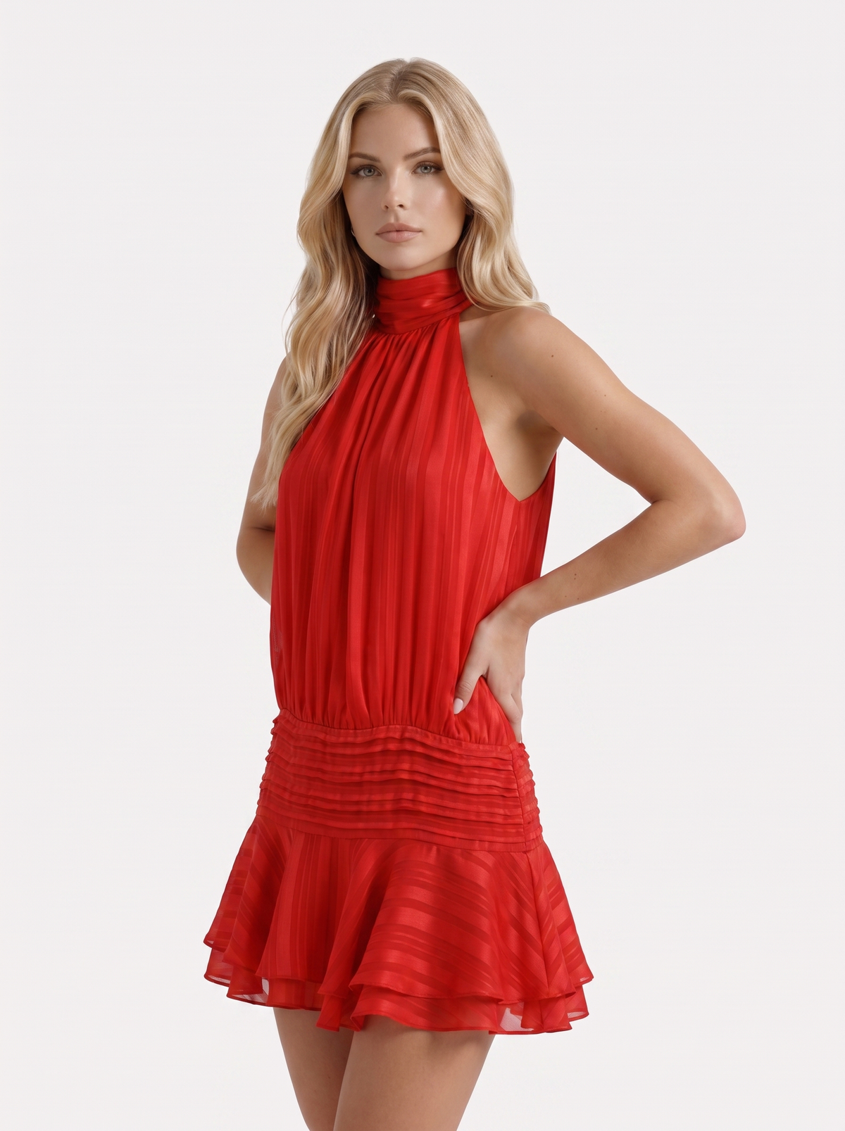 Freya Ruffle Mini Dress - Red
