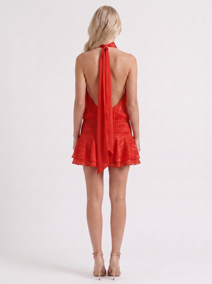 Freya Ruffle Mini Dress - Red