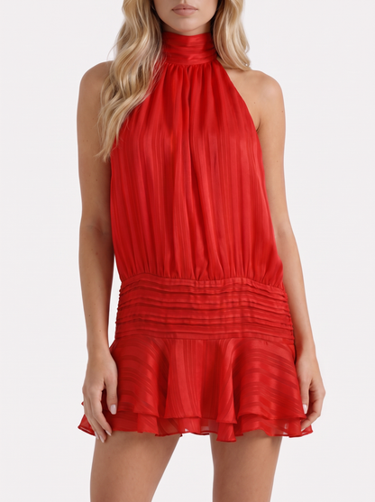 Freya Ruffle Mini Dress - Red