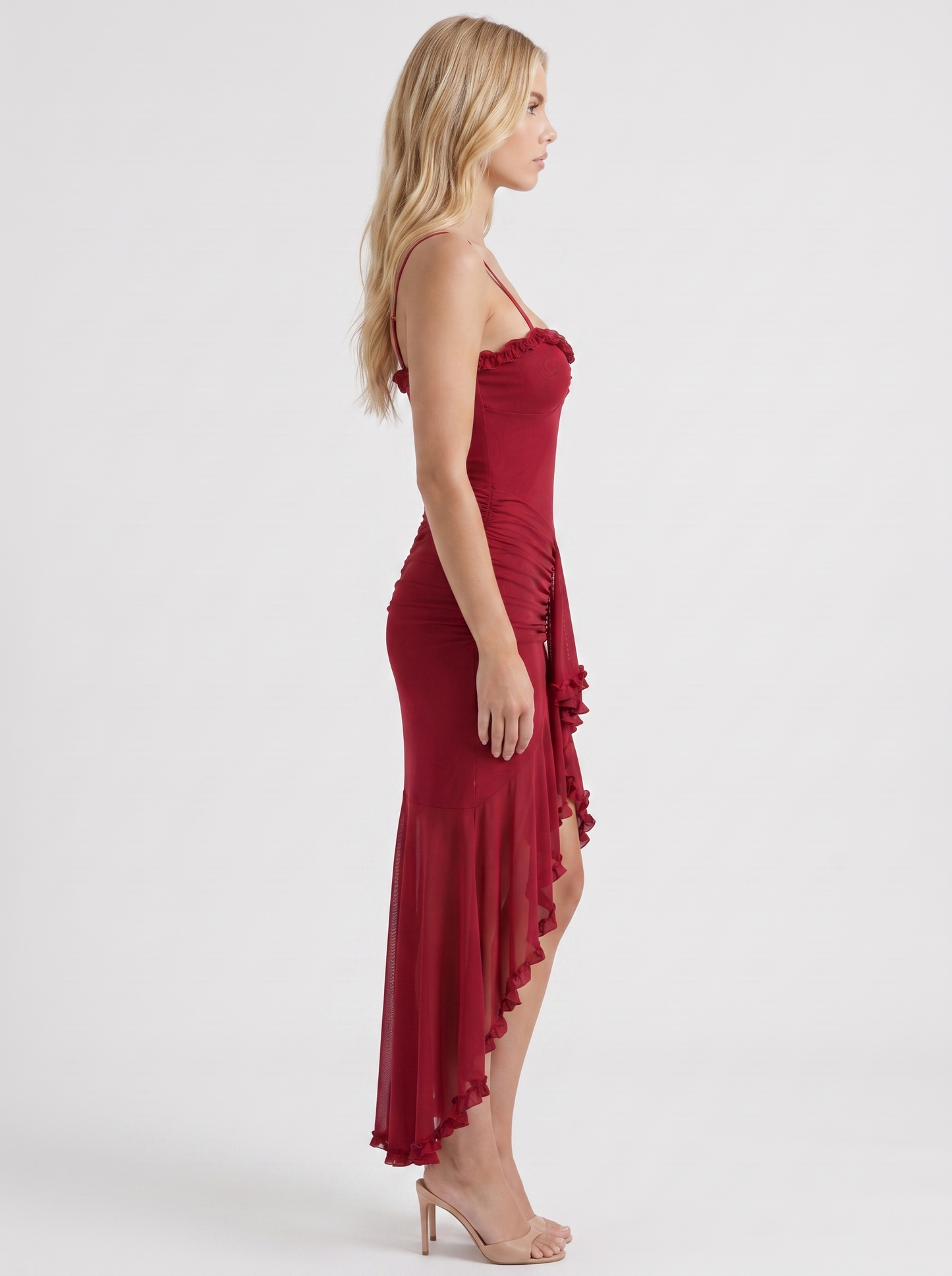 Gabbi Ruffle Maxi Dress - Burgundy