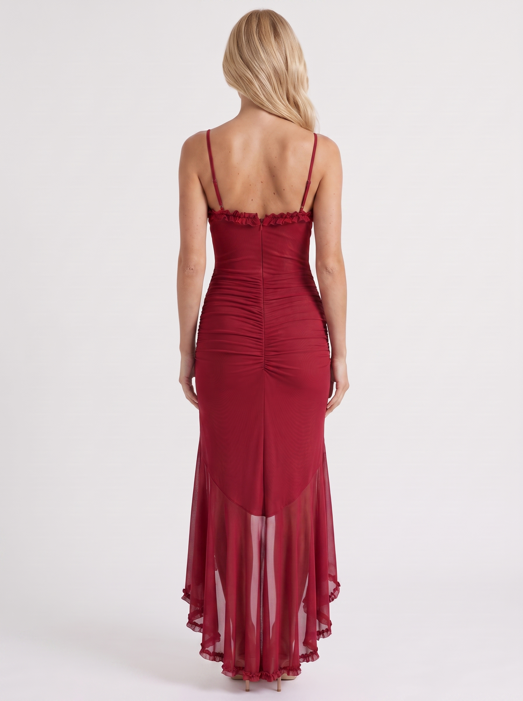Gabbi Ruffle Maxi Dress - Burgundy