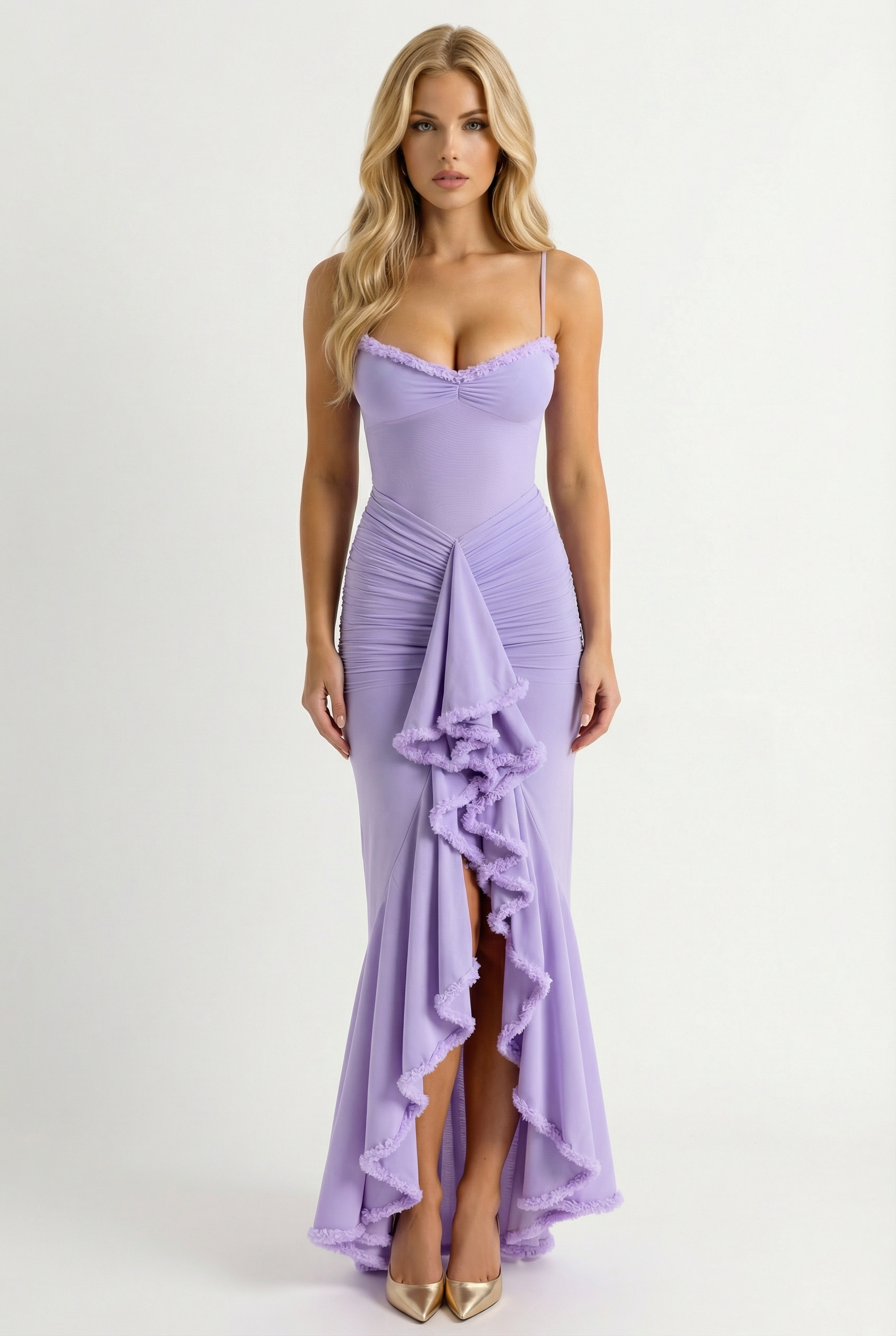 Gabbi Ruffle Maxi Dress - Purple