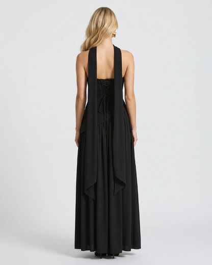 Genevieve Strapless Asymmetric Maxi Dress - Black