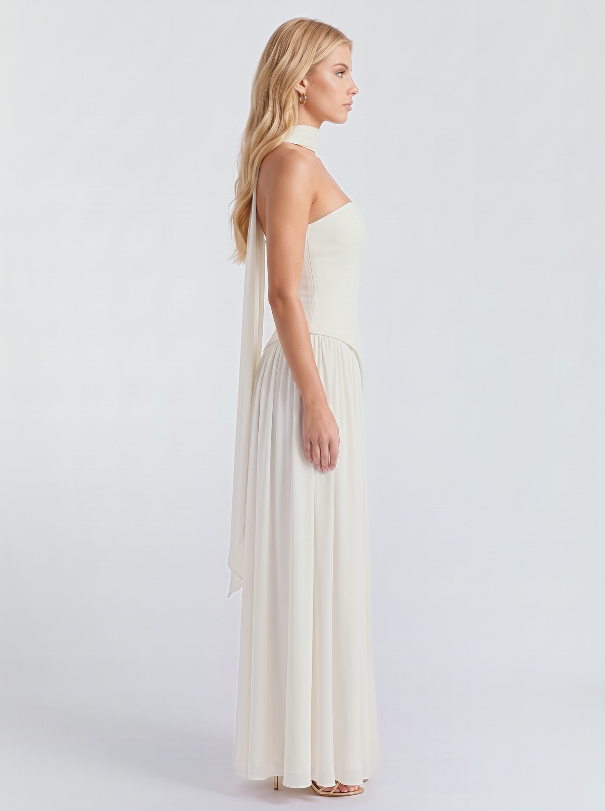 Genevieve Strapless Asymmetric Maxi Dress - Ivory