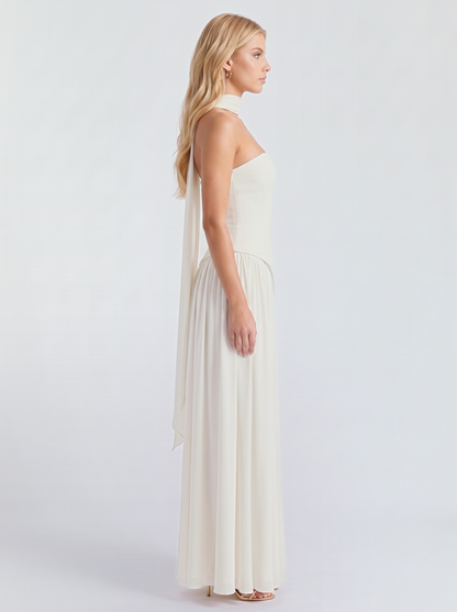 Genevieve Strapless Asymmetric Maxi Dress - Ivory