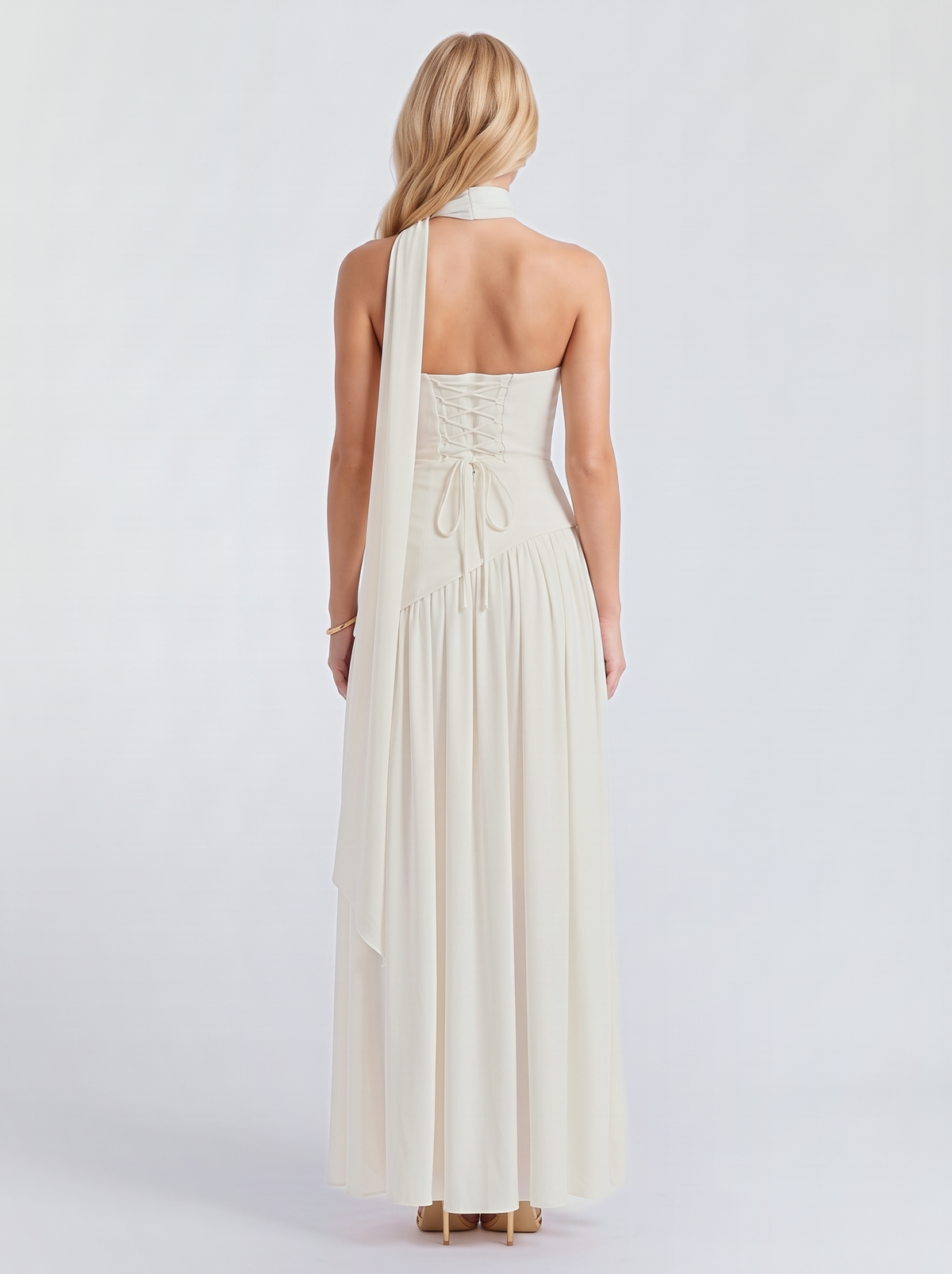 Genevieve Strapless Asymmetric Maxi Dress - Ivory