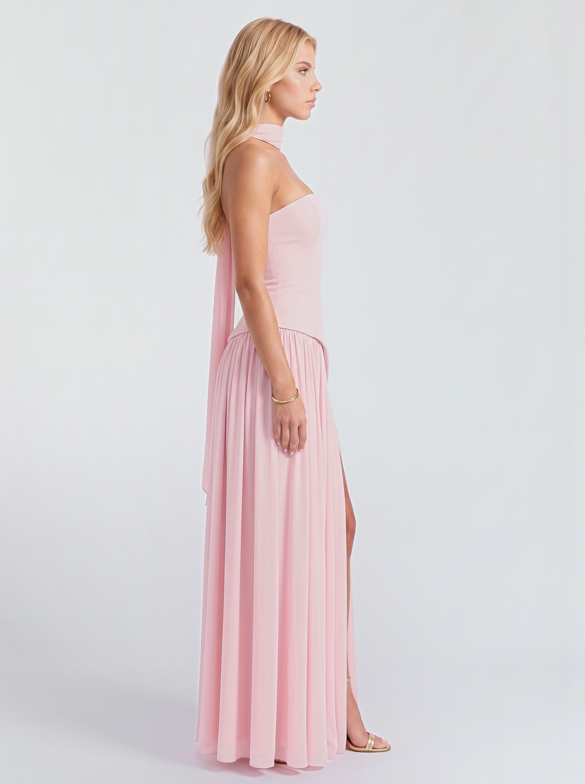 Genevieve Strapless Asymmetric Maxi Dress - Pink