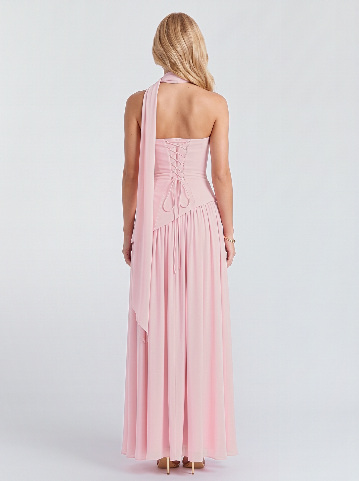 Genevieve Strapless Asymmetric Maxi Dress - Pink