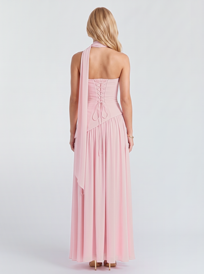 Genevieve Strapless Asymmetric Maxi Dress - Pink