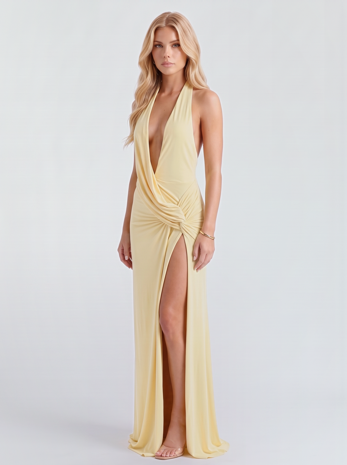 Giulietta Halter Maxi Dress - Butter Yellow
