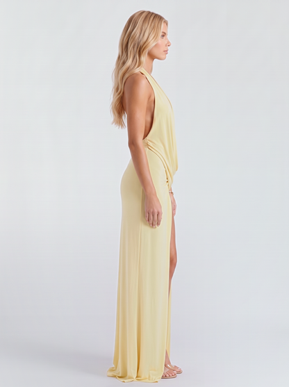 Giulietta Halter Maxi Dress - Butter Yellow