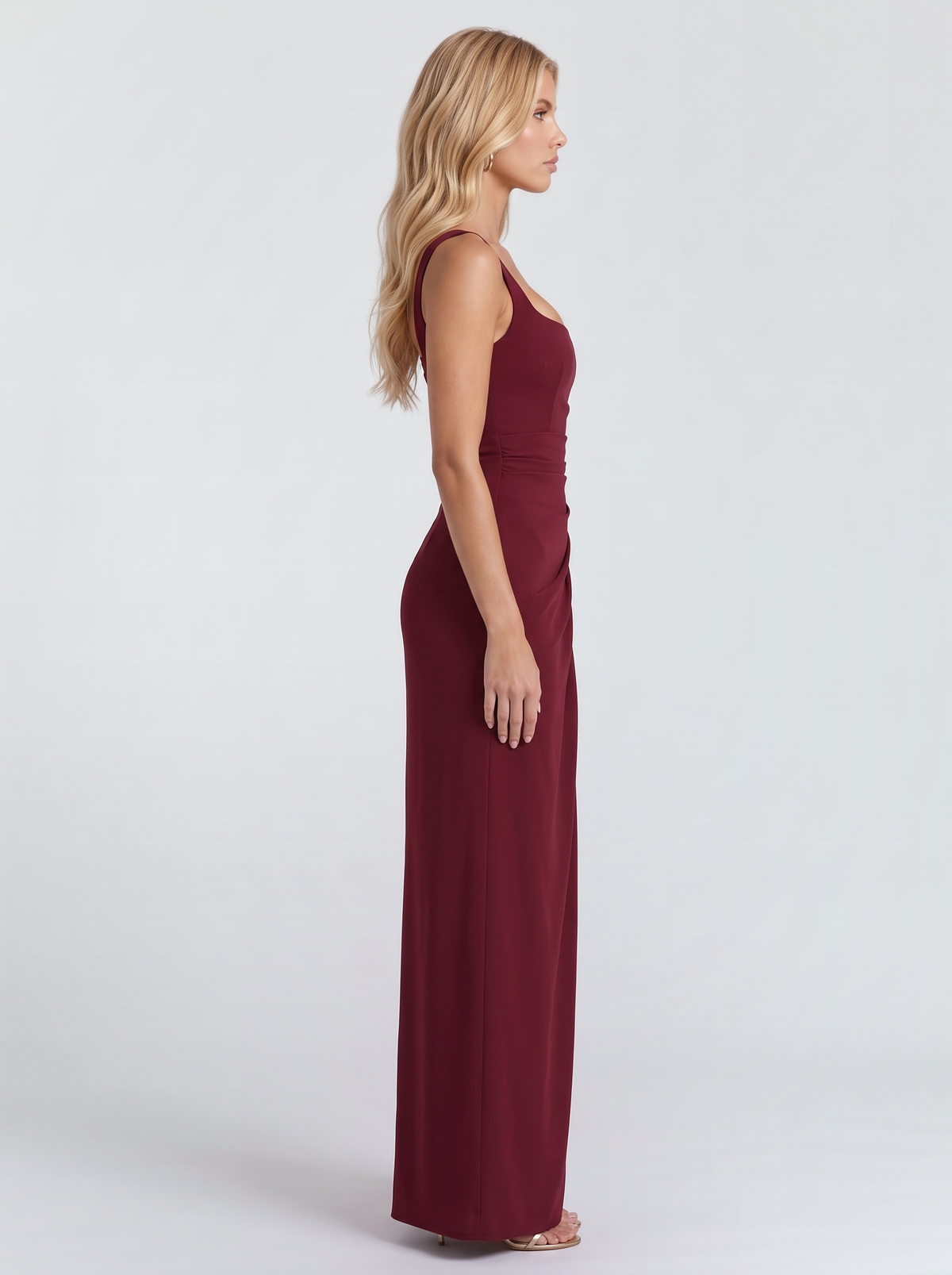 Gloria Ruched Maxi Dress - Cherry