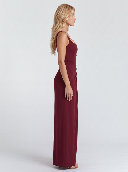 Gloria Ruched Maxi Dress - Cherry