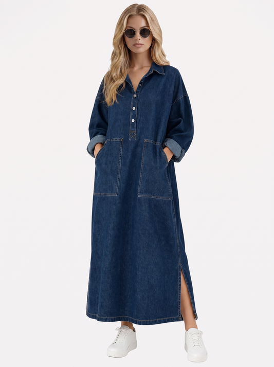 Goldie Denim Maxi Dress - Blue