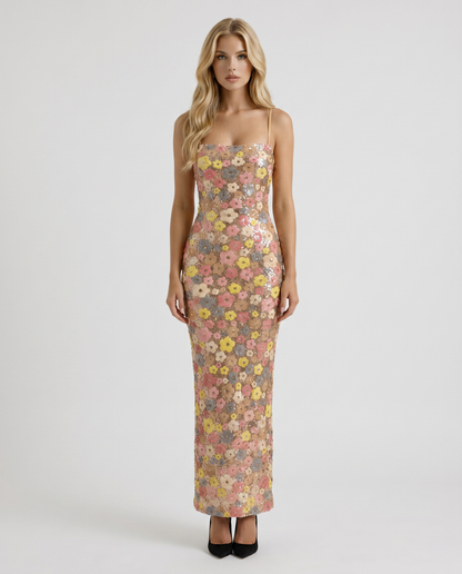Gwynne Floral Sequin Maxi Dress - Multi