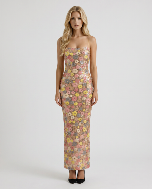 Gwynne Floral Sequin Maxi Dress - Multi