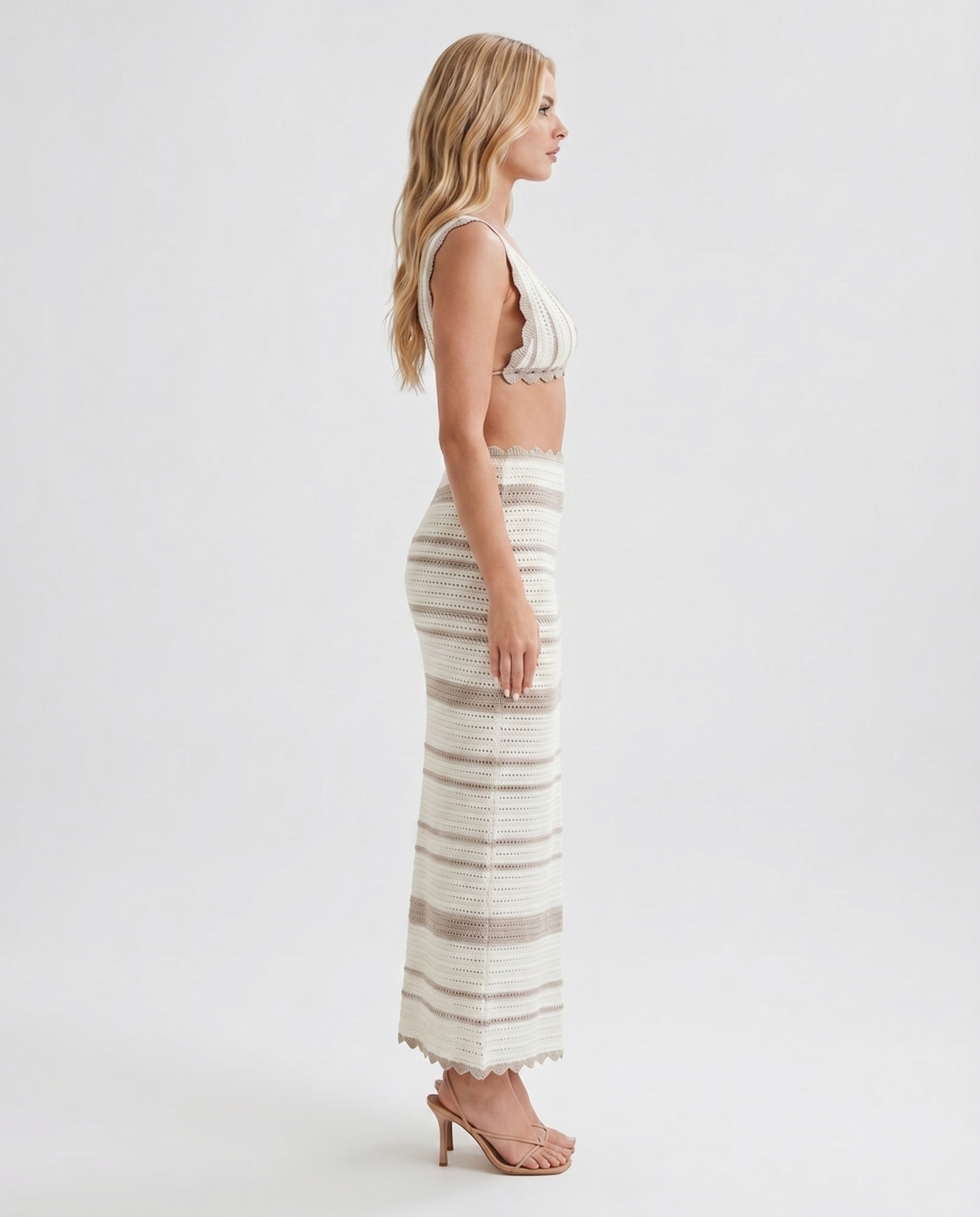 Hallie Striped Set - Khaki