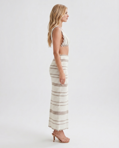 Hallie Striped Set - Khaki