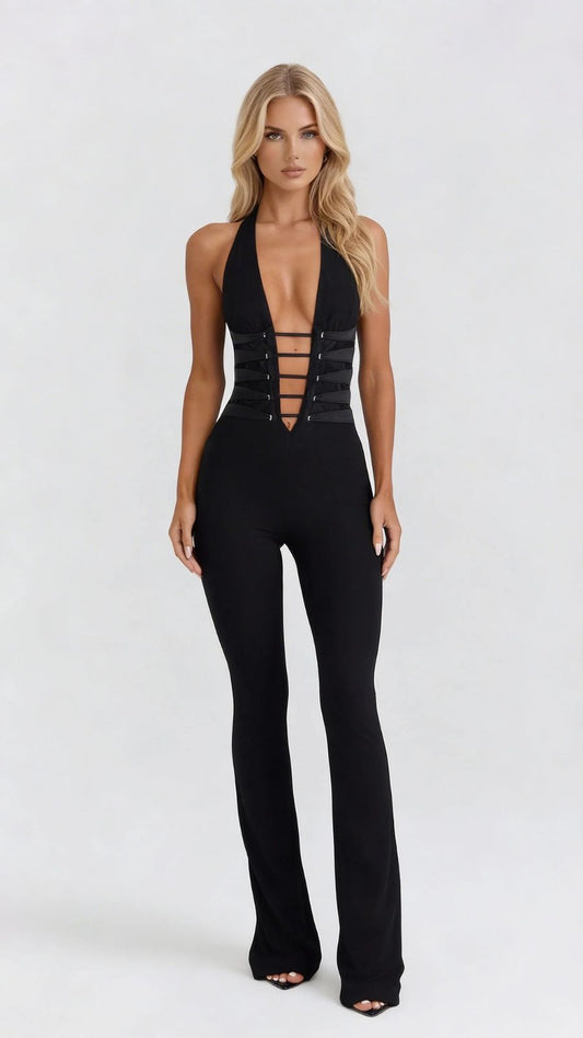 Harper Corset Jumpsuit - Black