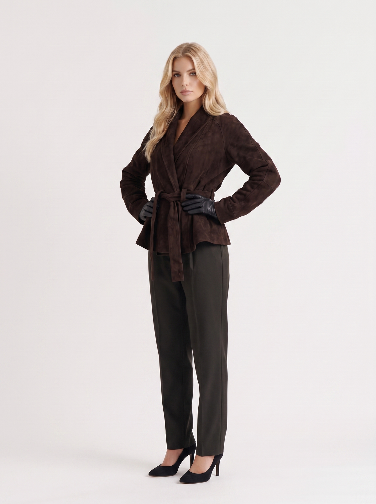 Hattie Shawl Jacket - Dark Brown